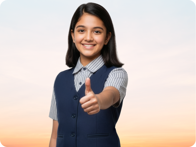 Student thumbs up